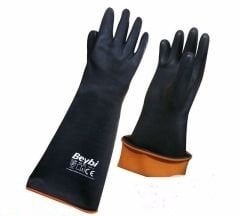 Kimyasal Eldiven 45 cm Beybi Korun Tırtıklı Kalın Latex Kaymaz