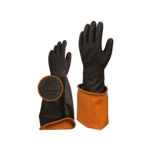 Uzun Kimya Eldiveni Tırtıklı 60 cm Beybi Korun Siyah Latex