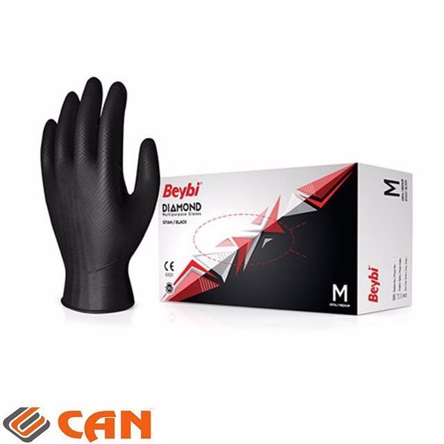 Muayene Eldiveni Pudrasız Beybi Diamond Black Siyah 50'lik Kutu