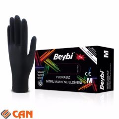 Tıbbi Doktor Eldiveni Beybi Pudrasız Siyah 100'lük Kutu