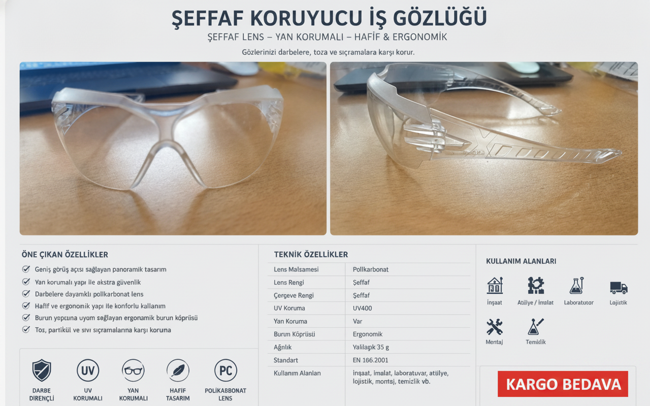 Viola Valente Koruyucu Gözlük EN 166 EN 170